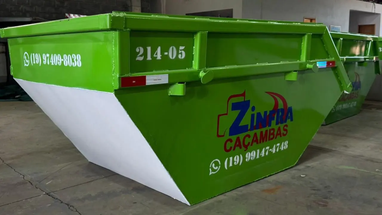 Caçamba verde da Zinfra para obra e reforma em Campinas